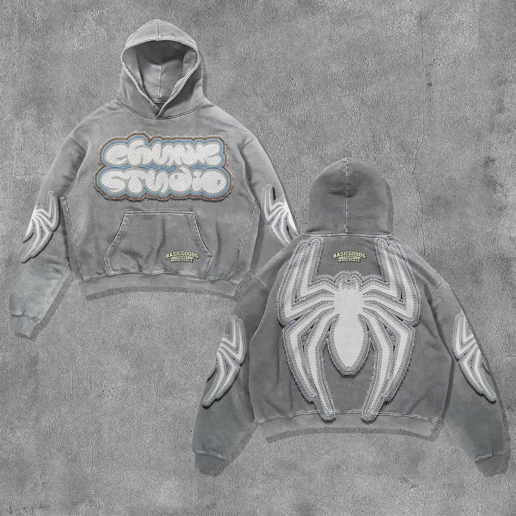 Basicgoodswholesale Personalized Spider Print Long Sleeve Hoodies