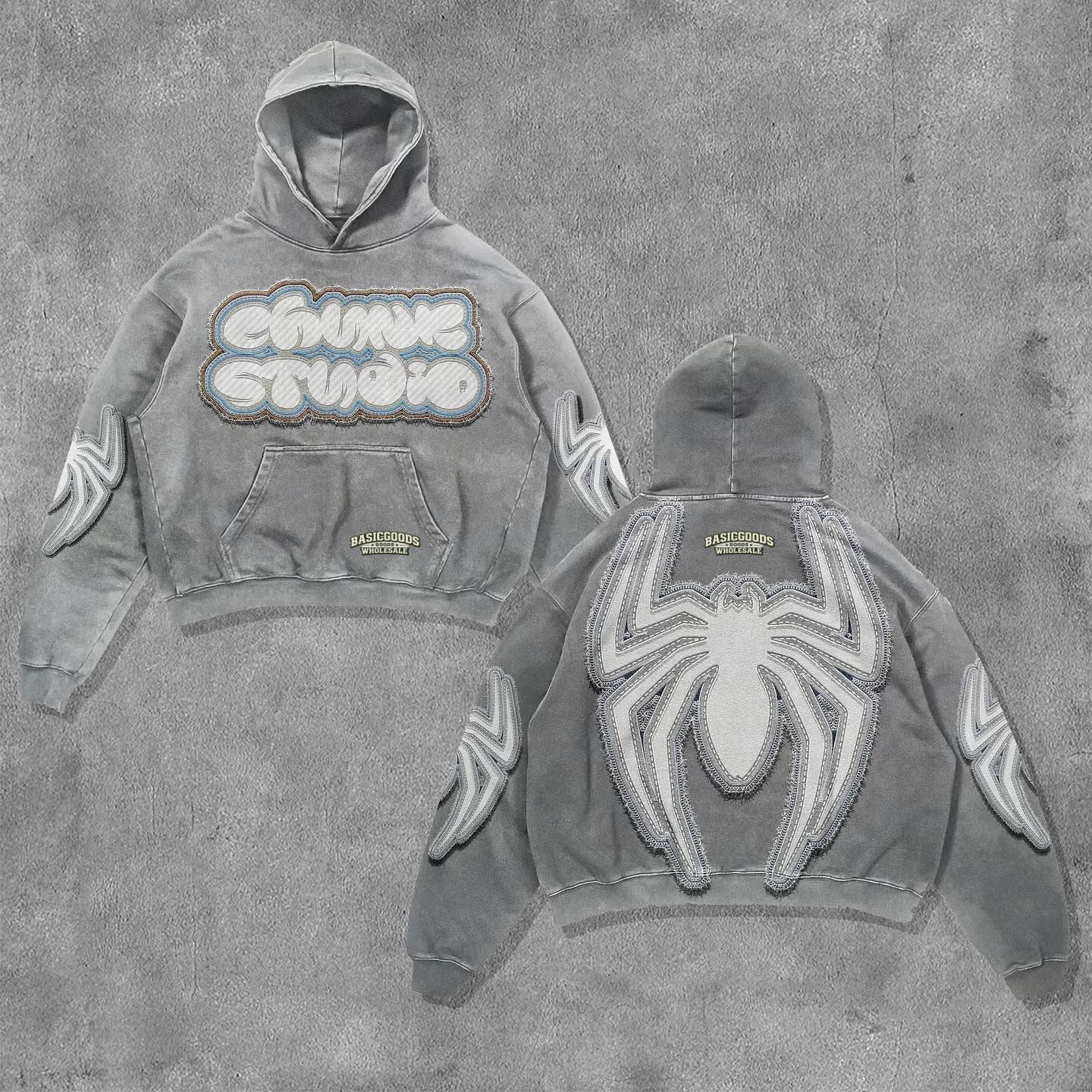 Basicgoodswholesale Personalized Spider Print Long Sleeve Hoodies