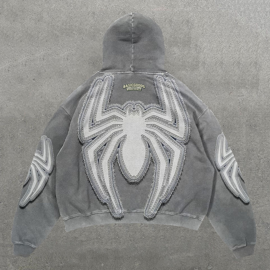 Basicgoodswholesale Personalized Spider Print Long Sleeve Hoodies