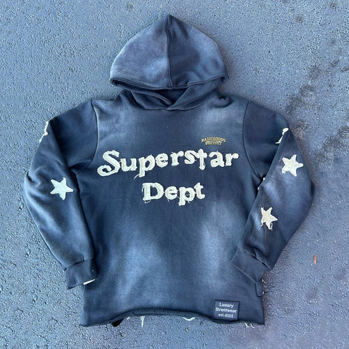 Basicgoodswholesale Flame stitching casual street retro washed hoodie