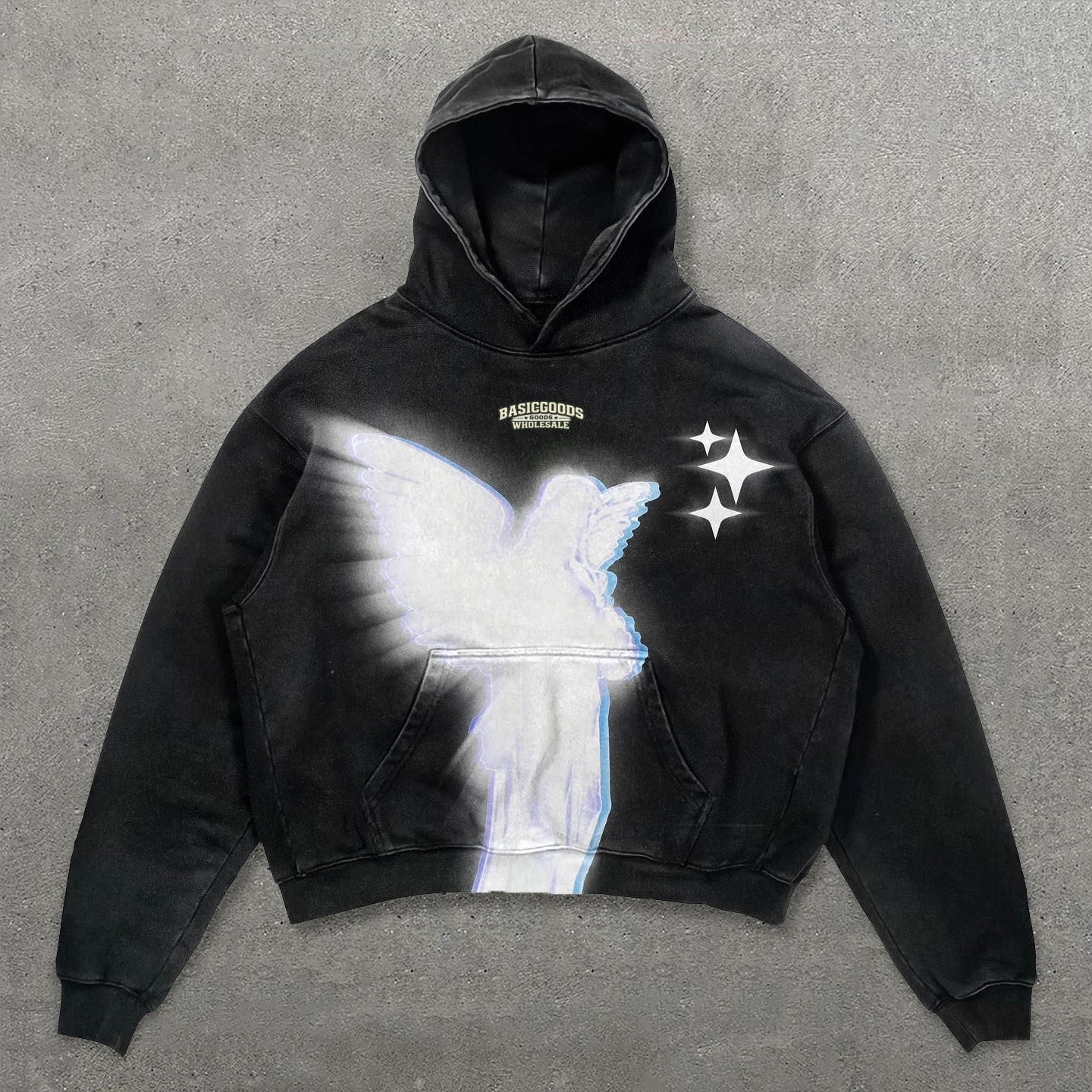 Basicgoodswholesale Angel Print Long Sleeve Hoodie