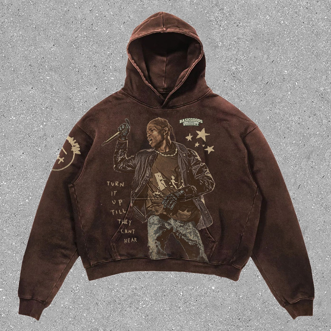 Basicgoodswholesale statement street print graphic hoodie