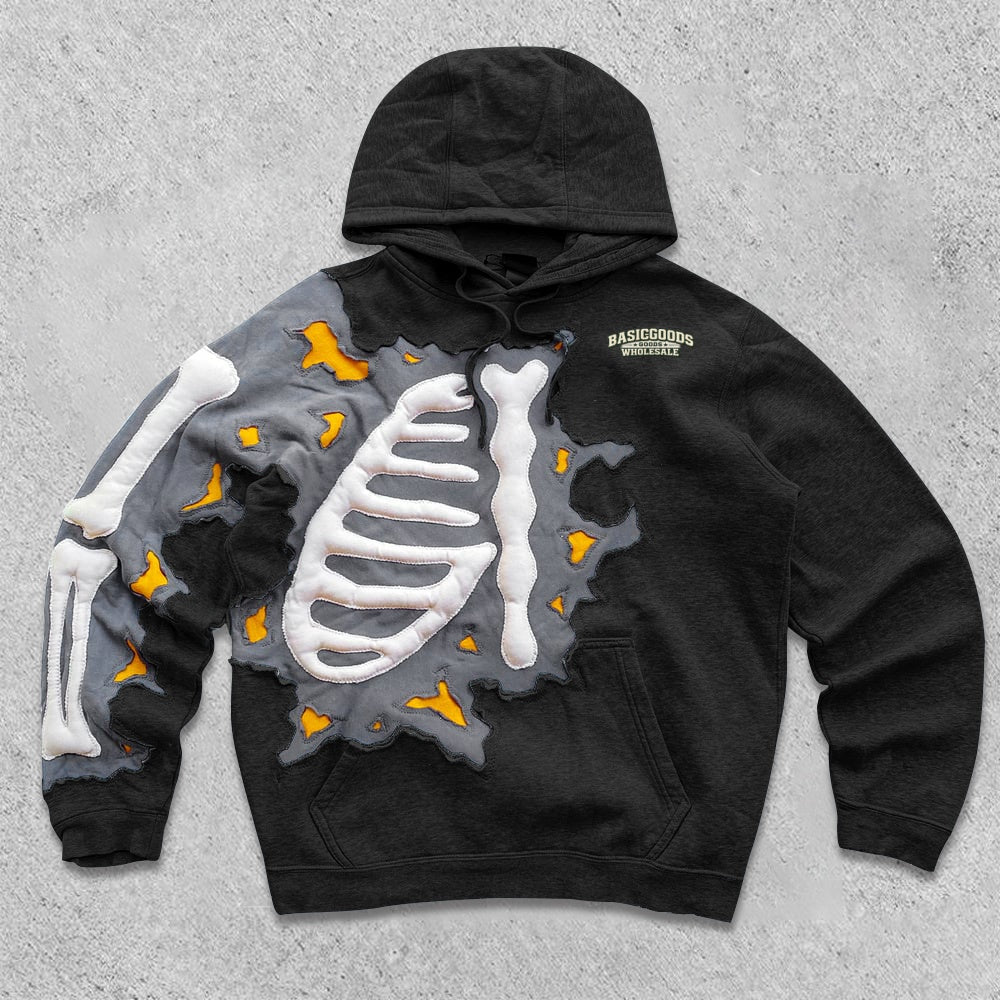 Basicgoodswholesale Retro trendy hip-hop printed hoodie