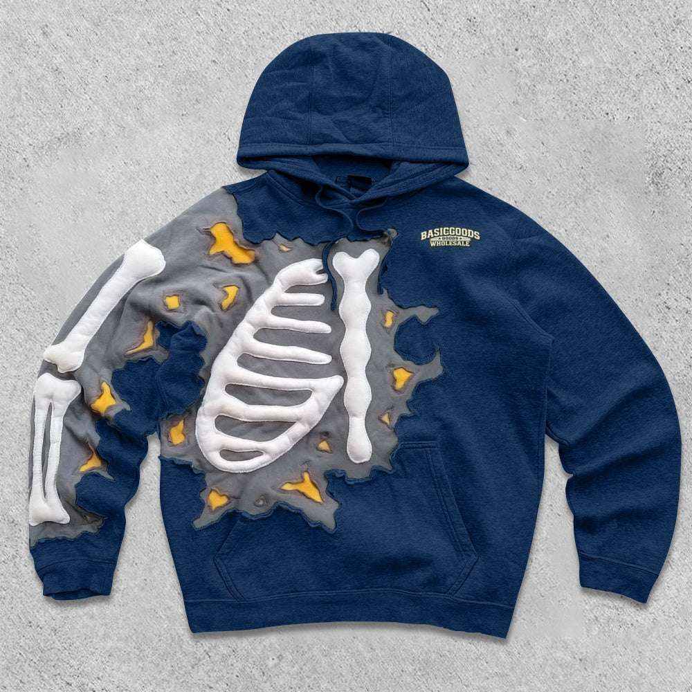 Basicgoodswholesale Retro trendy hip-hop printed hoodie