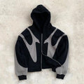Basicgoodswholesale Stitched Color Print Zipper Long Sleeve Hoodies