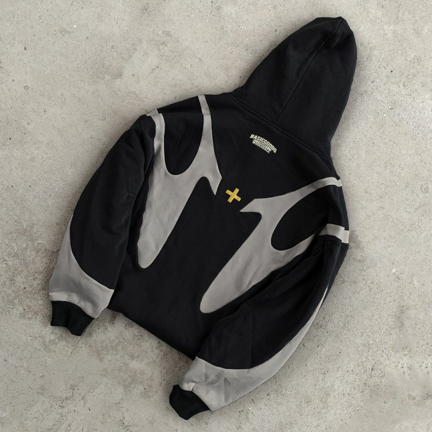 Basicgoodswholesale Stitched Color Print Zipper Long Sleeve Hoodies